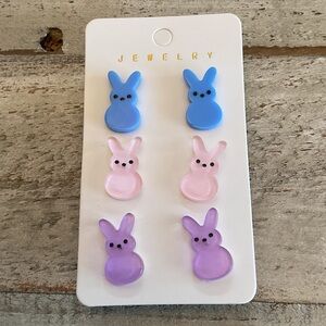Colorful Easter Bunny Peep Stud Earrings Set of 3 Great for Easter basket New